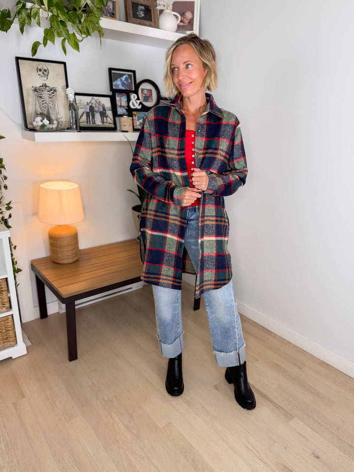 Renfrew Plaid Shacket- GREEN/NAVY