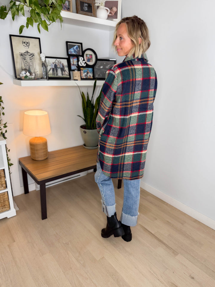 Renfrew Plaid Shacket- GREEN/NAVY