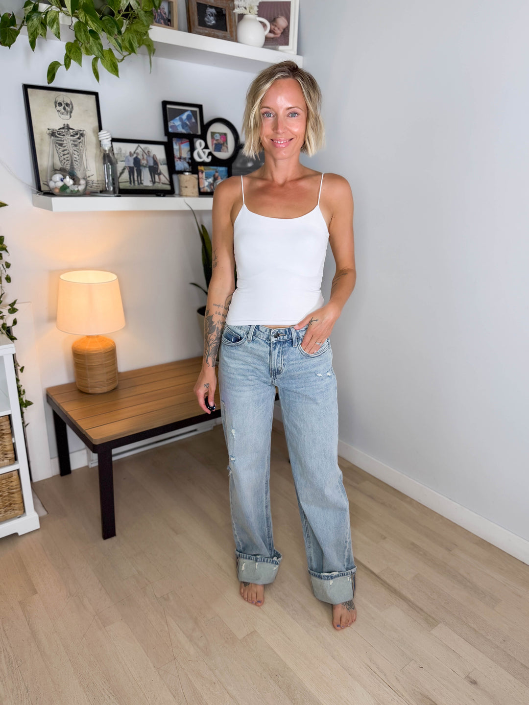Kancan Premium Georgia 90's Relaxed Mid Rise Jeans- MEDIUM LIGHT