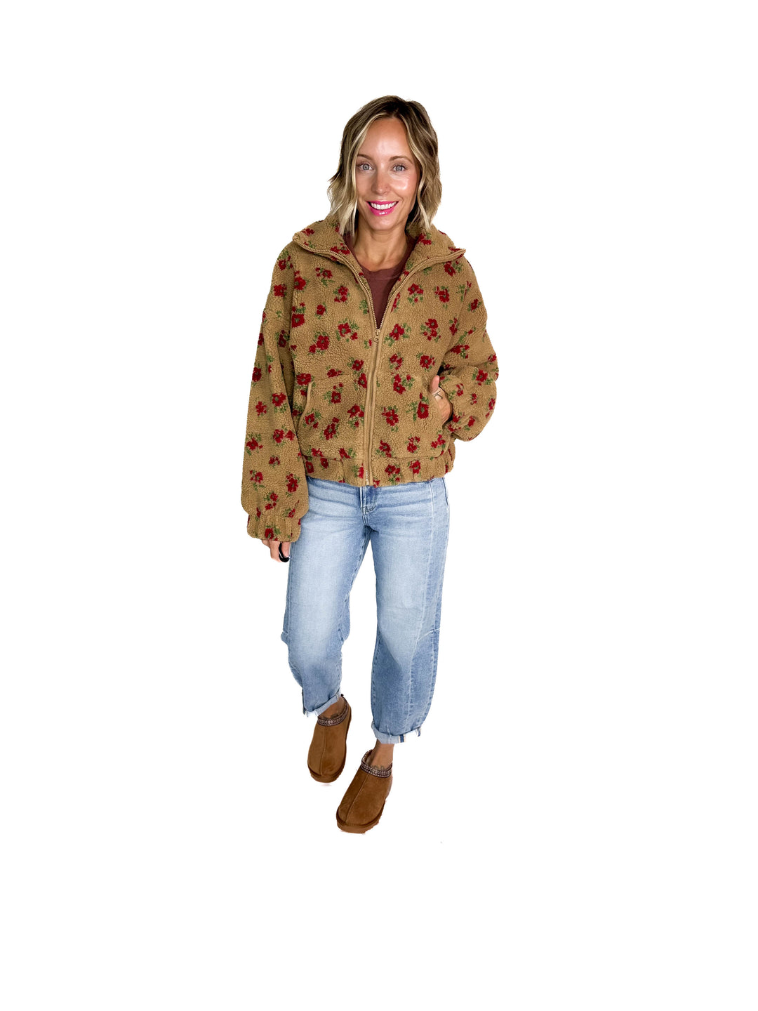 Shayla Full Zip Sherpa Jacket- TAUPE