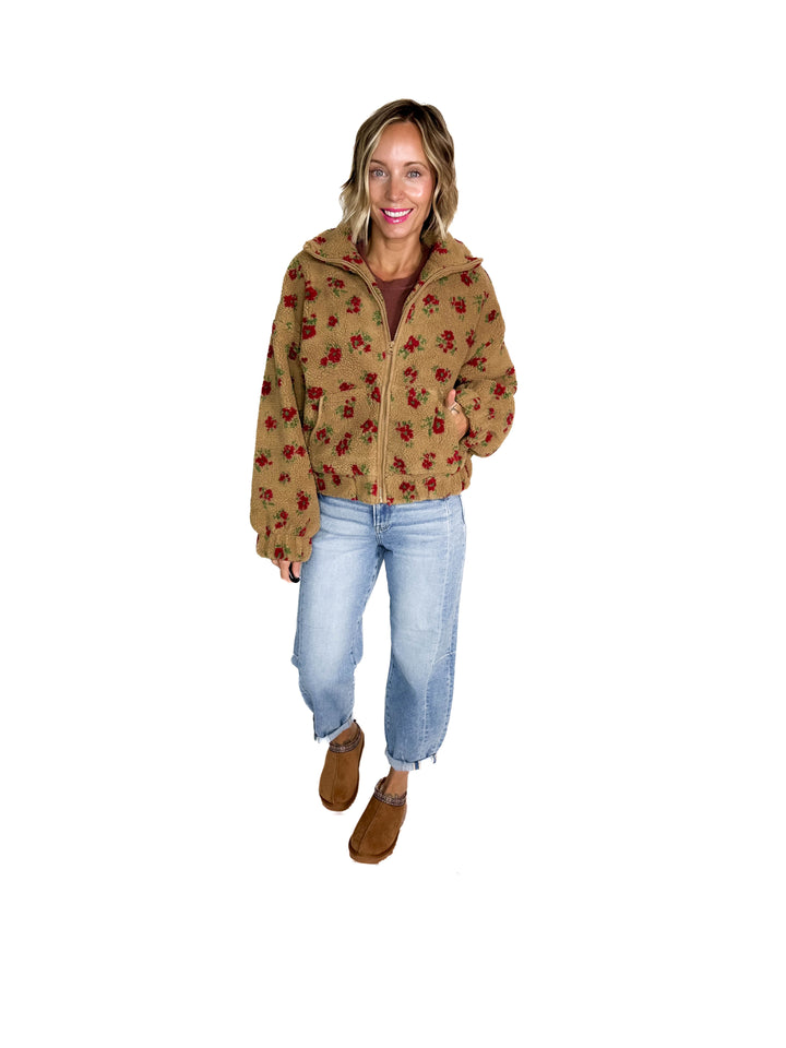 Shayla Full Zip Sherpa Jacket- TAUPE
