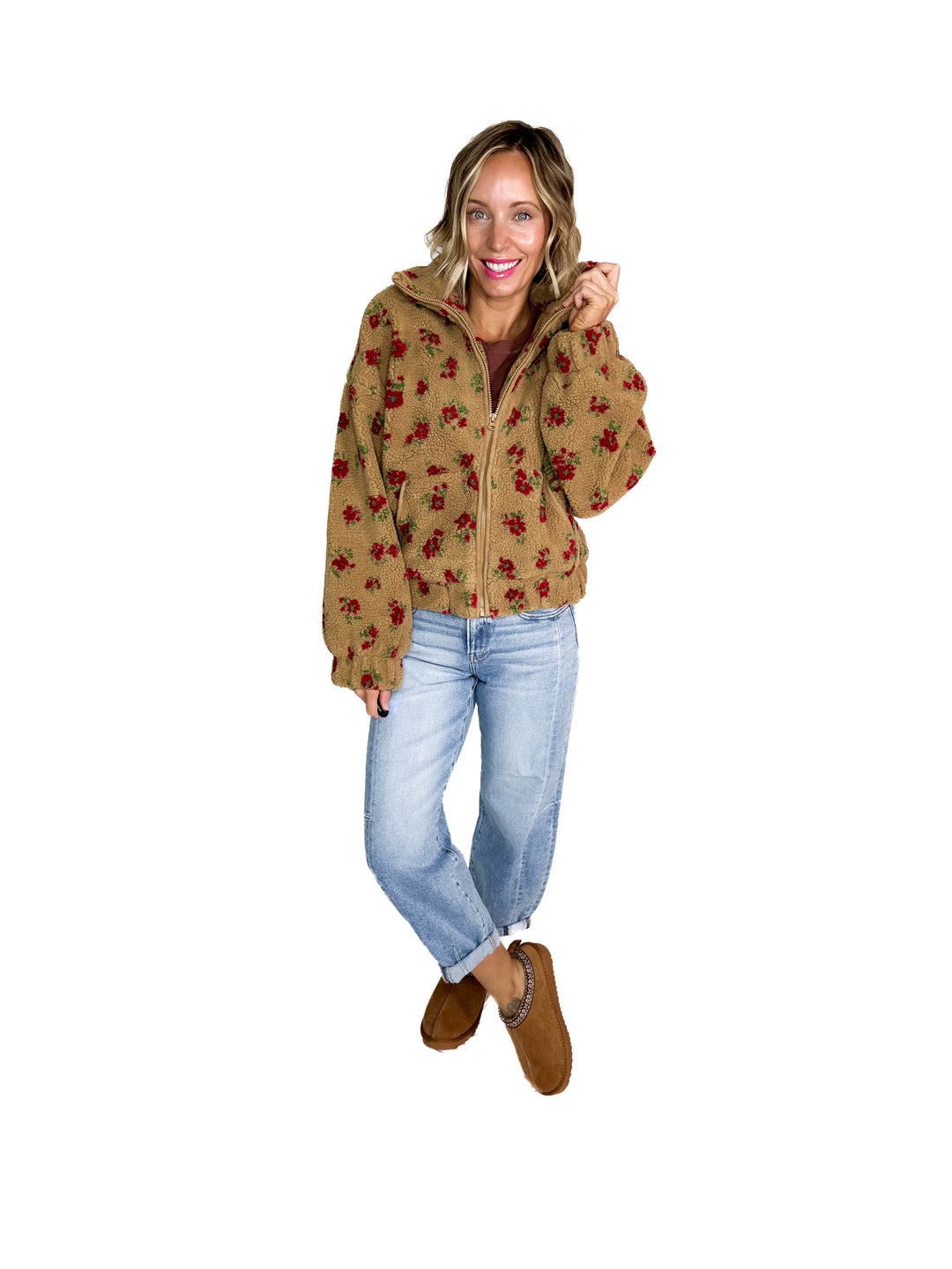 Shayla Full Zip Sherpa Jacket- TAUPE