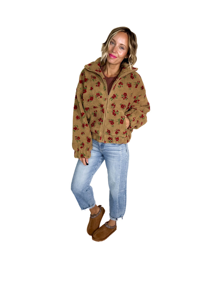 Shayla Full Zip Sherpa Jacket- TAUPE