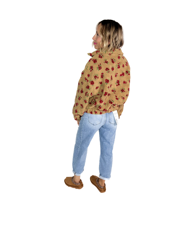 Shayla Full Zip Sherpa Jacket- TAUPE