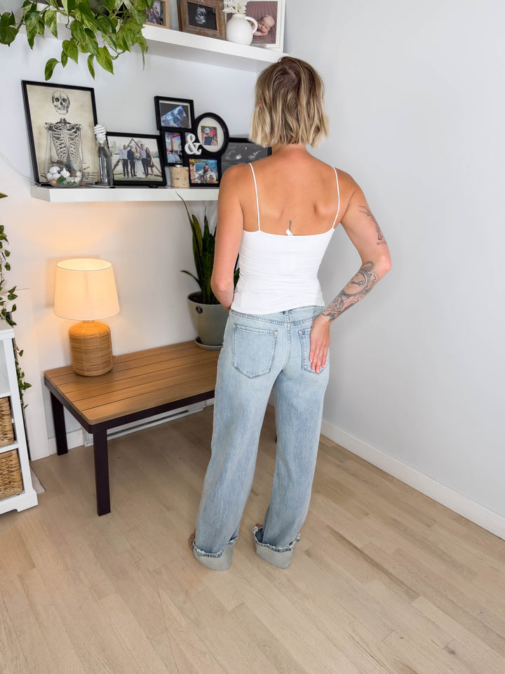 Kancan Premium Georgia 90's Relaxed Mid Rise Jeans- MEDIUM LIGHT