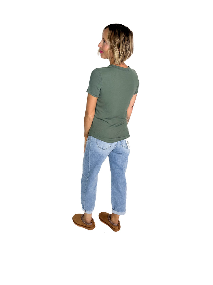 Beth Ribbed Short Sleeve- TEAL GREEN