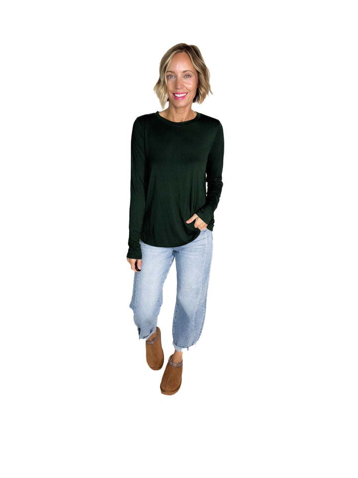 Natalie Modal Long Sleeve Top- REGENCY GREEN