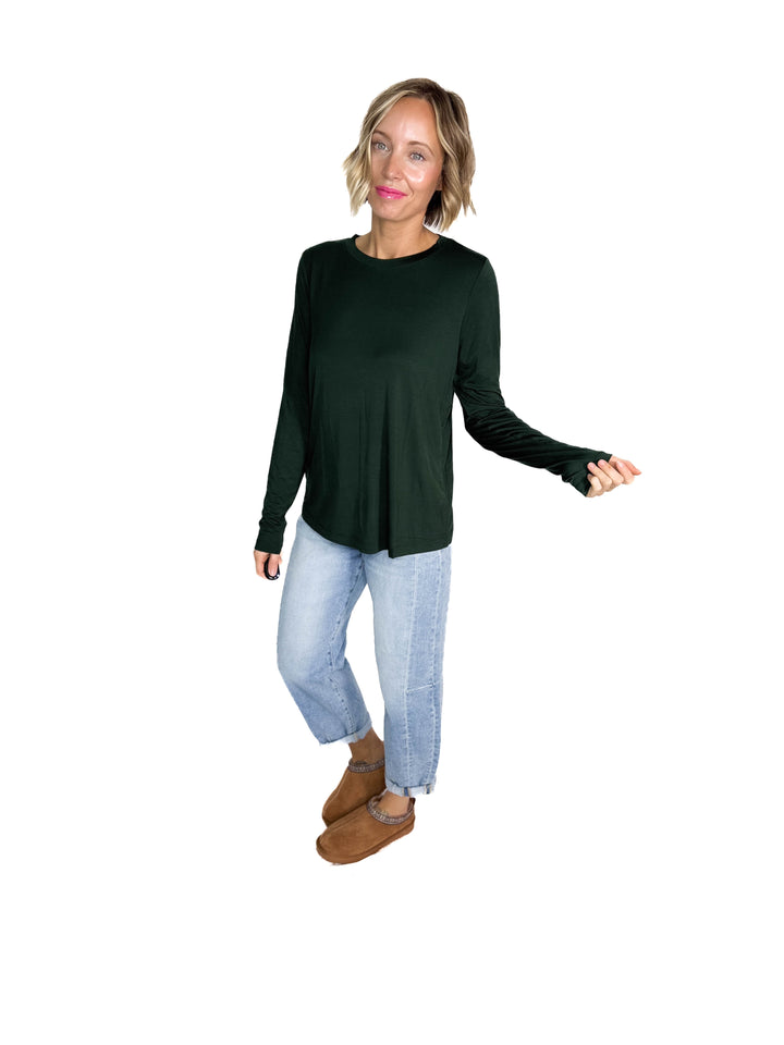 Natalie Modal Long Sleeve Top- REGENCY GREEN