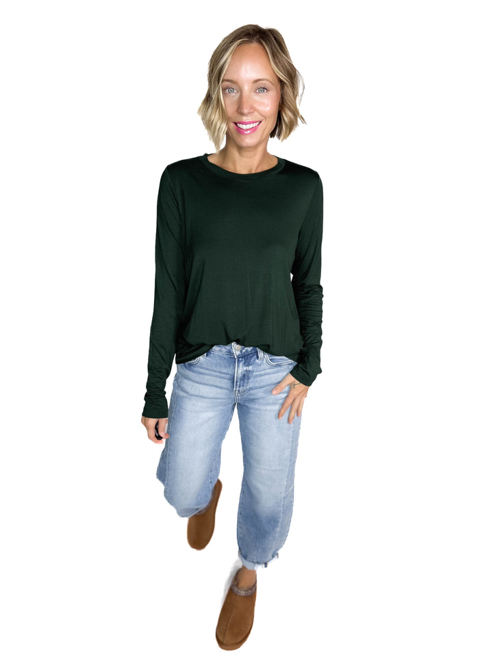 Natalie Modal Long Sleeve Top- REGENCY GREEN