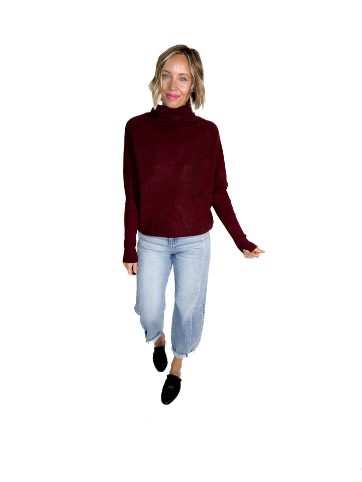 Wrenley Dolman Knit Sweater- MAROON