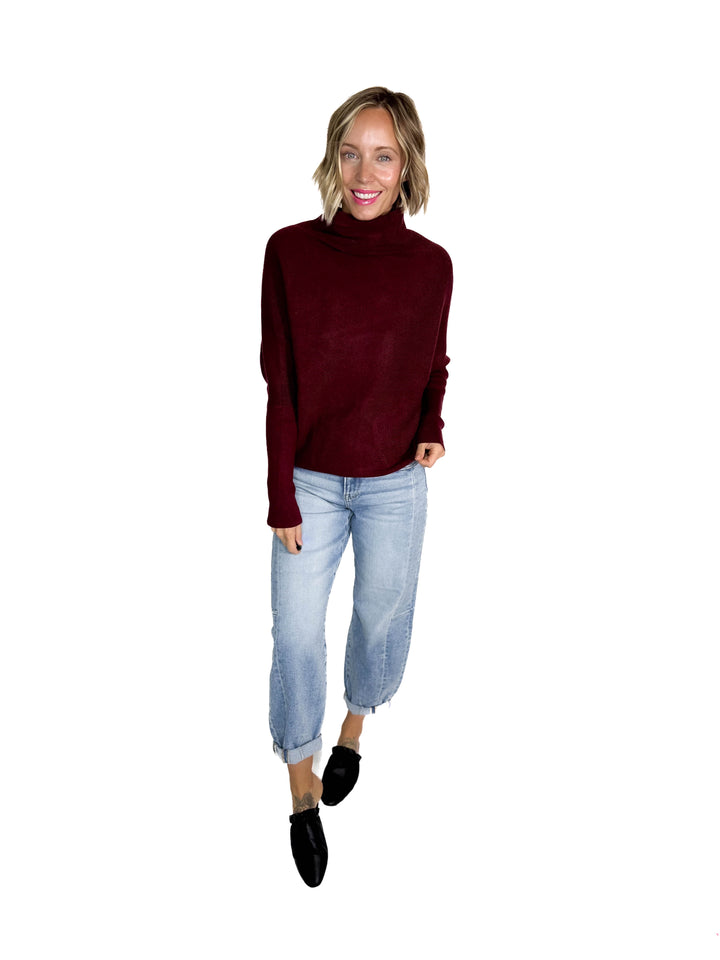 Wrenley Dolman Knit Sweater- MAROON