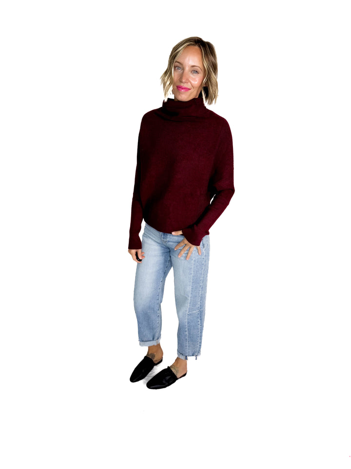 Wrenley Dolman Knit Sweater- MAROON