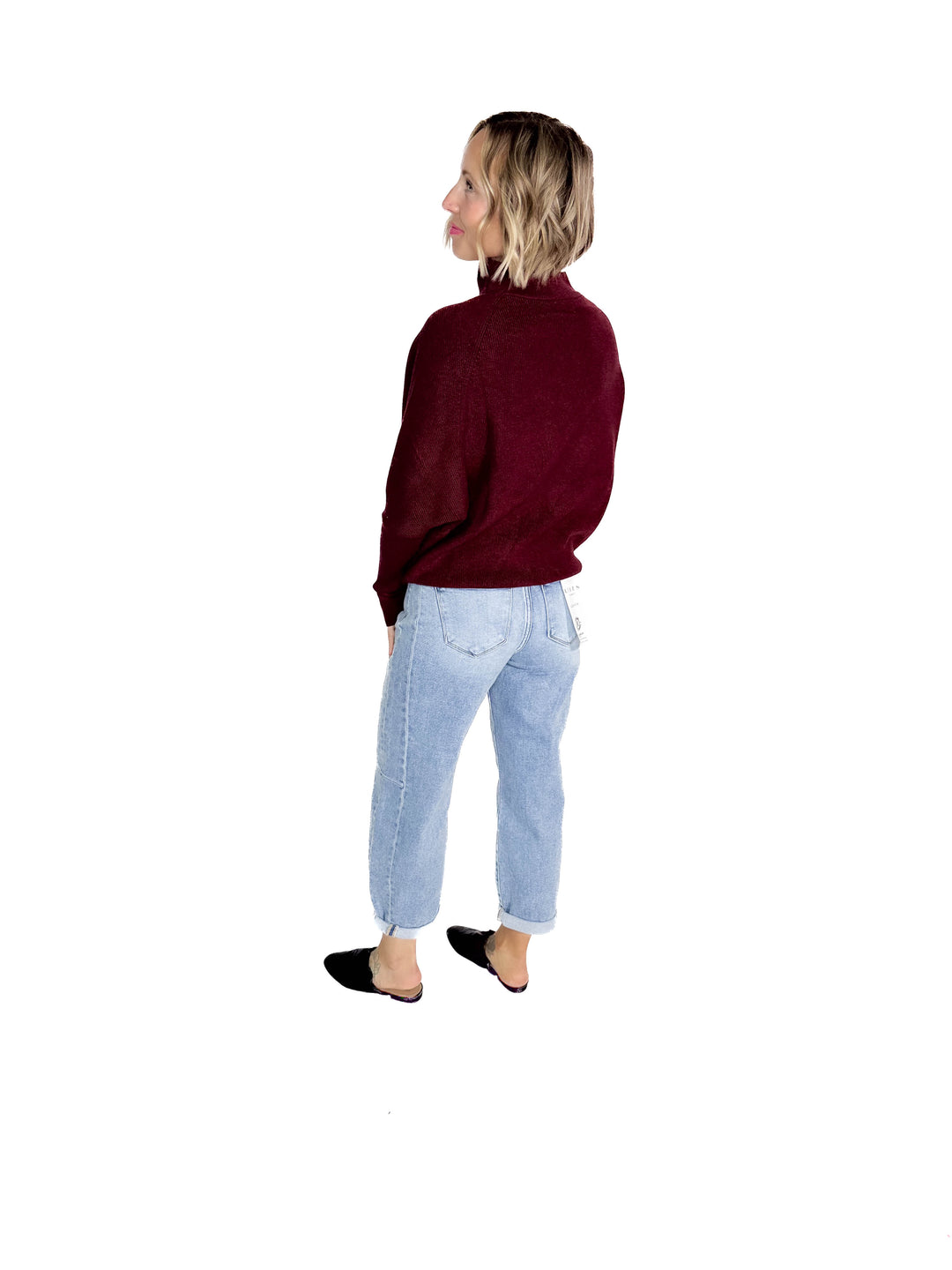 Wrenley Dolman Knit Sweater- MAROON