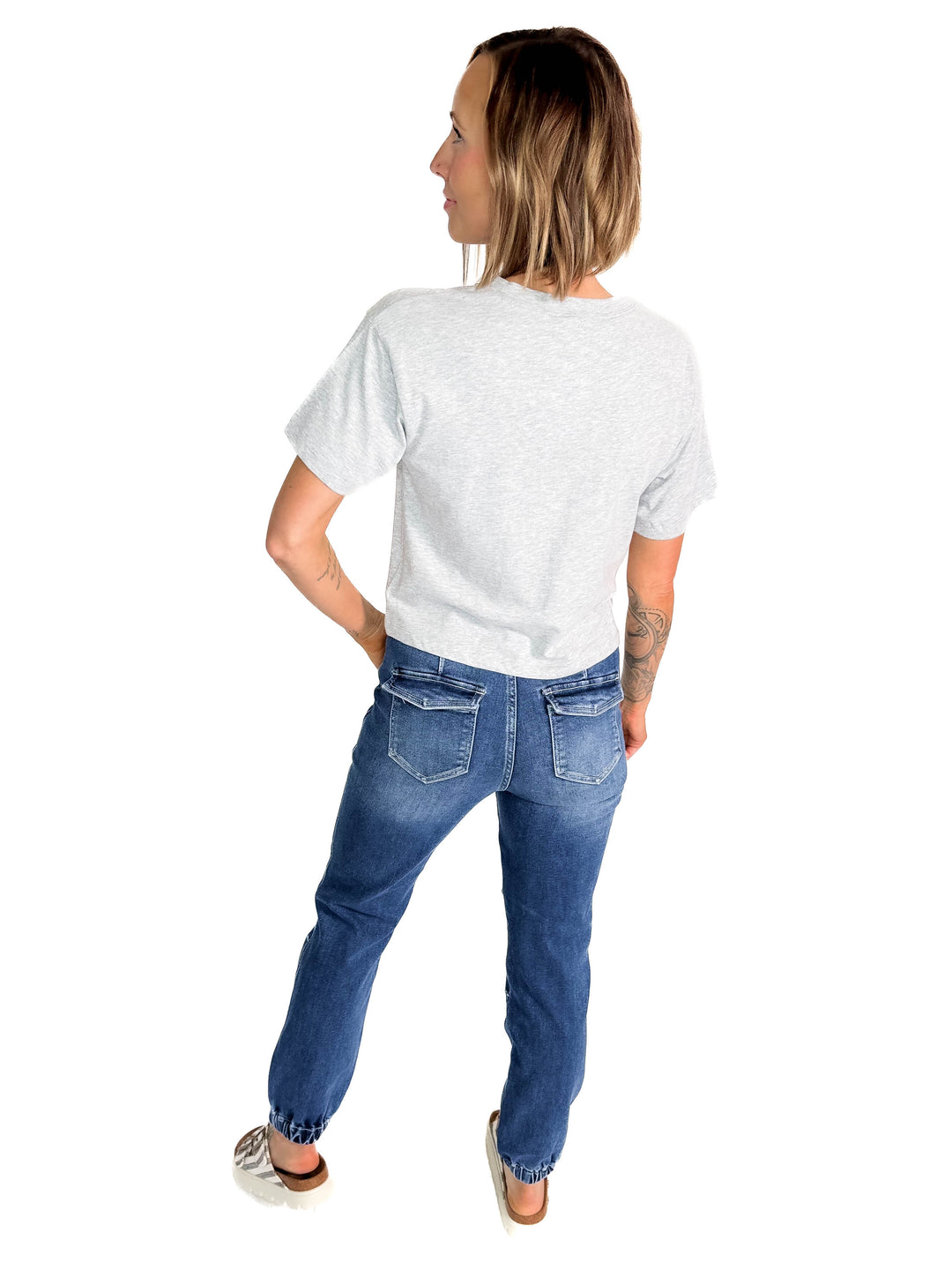 RISEN Tania High Rise Ankle Jogger Jeans- MEDIUM WASH-FINAL SALE