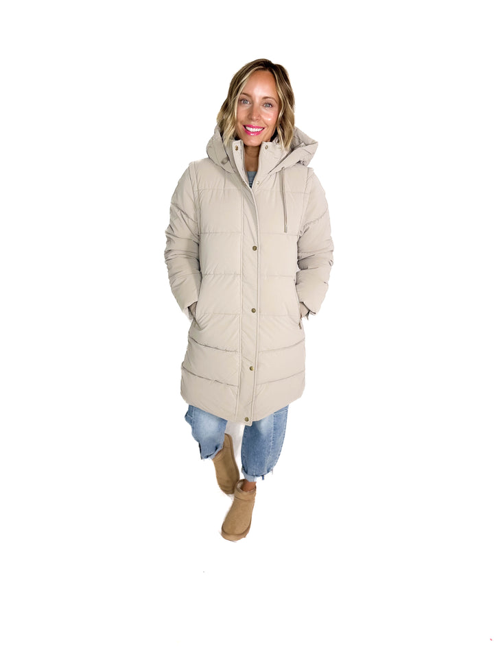 Only Dixie 2-In-1 Water Repellent Coat- TAUPE GREY
