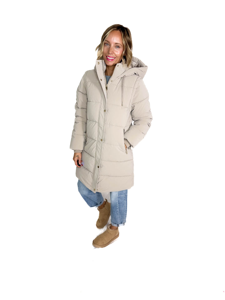 Only Dixie 2-In-1 Water Repellent Coat- TAUPE GREY