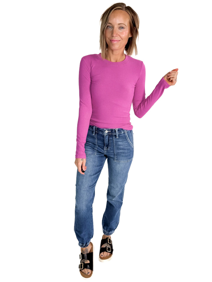 MONO B Linley Ribbed Scoop Neck- NEW ORCHID-FINAL SALE