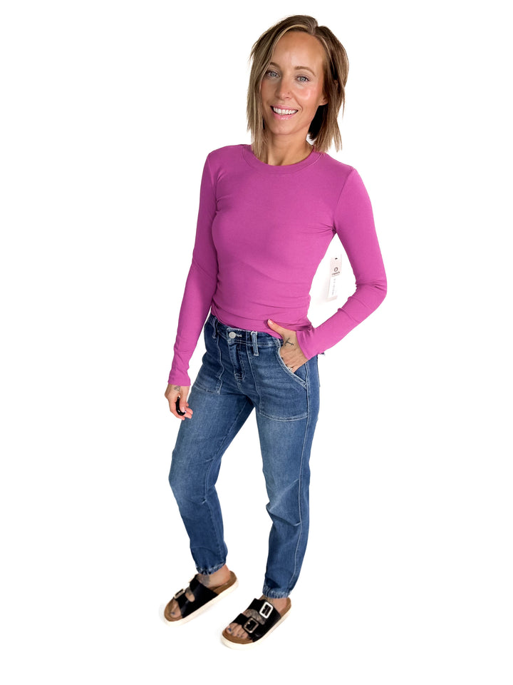 MONO B Linley Ribbed Scoop Neck- NEW ORCHID-FINAL SALE