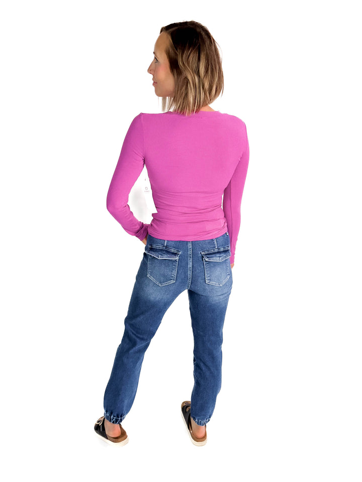MONO B Linley Ribbed Scoop Neck- NEW ORCHID-FINAL SALE