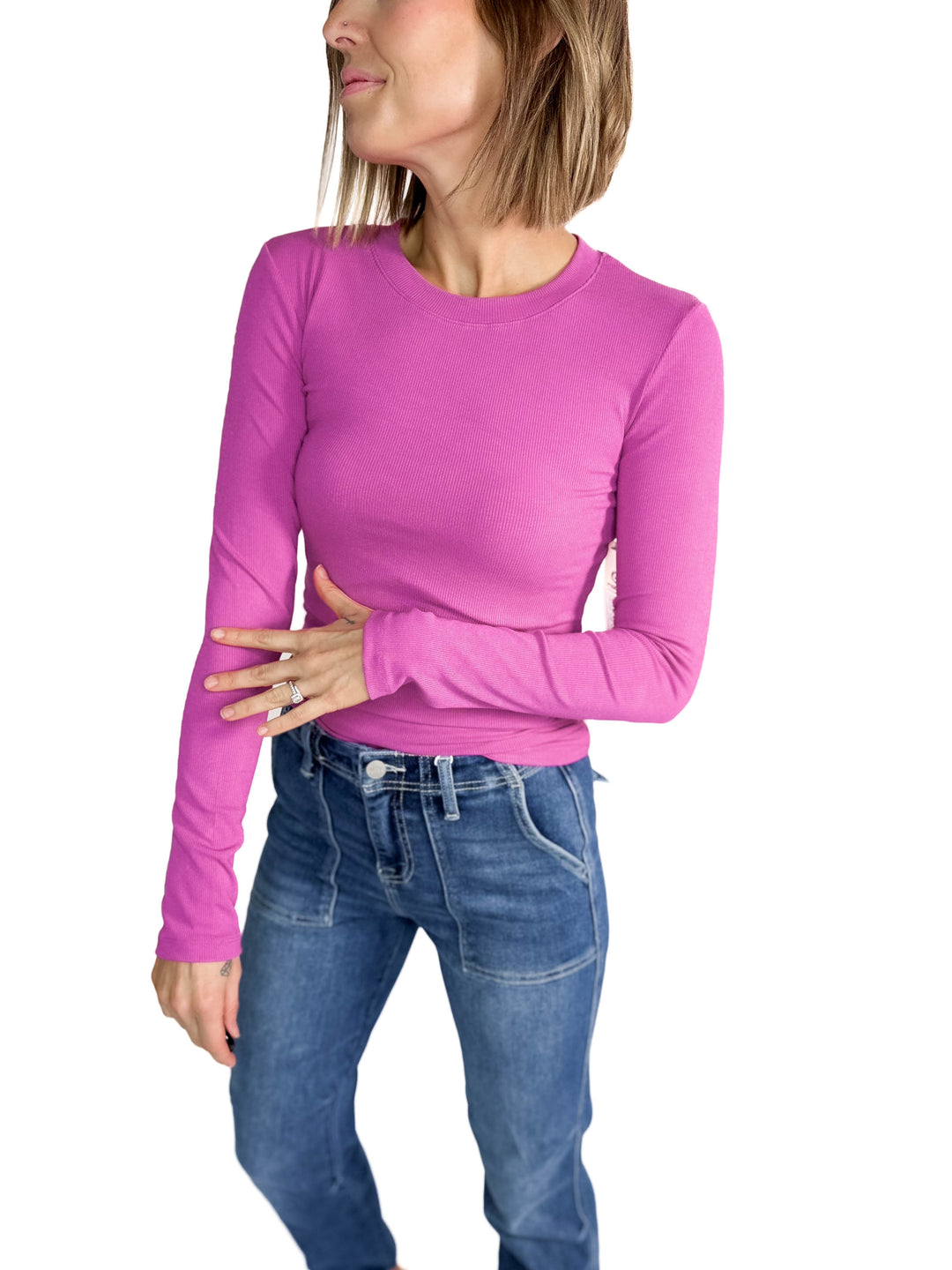 MONO B Linley Ribbed Scoop Neck- NEW ORCHID-FINAL SALE