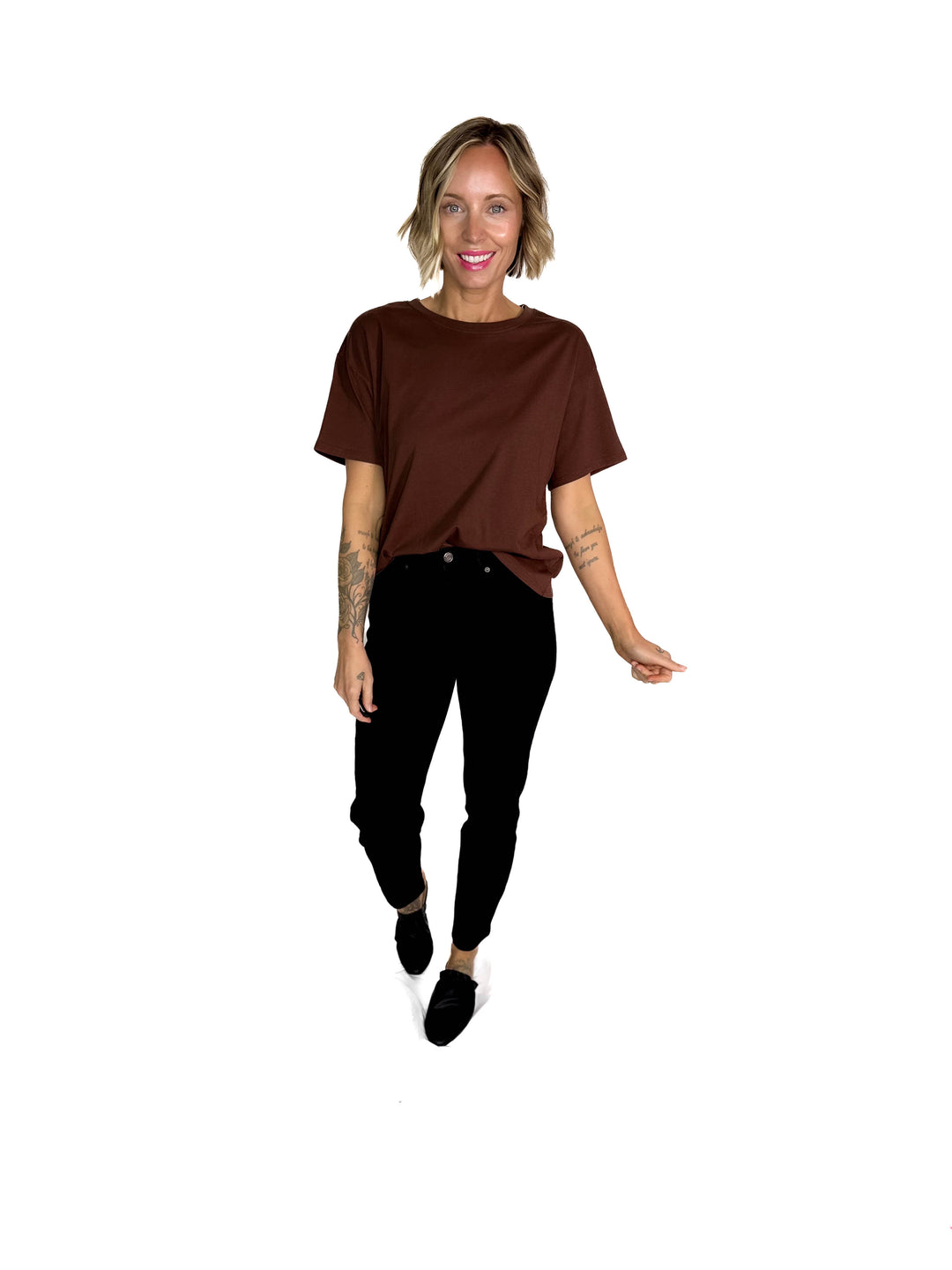 Athena Cotton Jersey Boyfriend T-Shirt- CHOCO