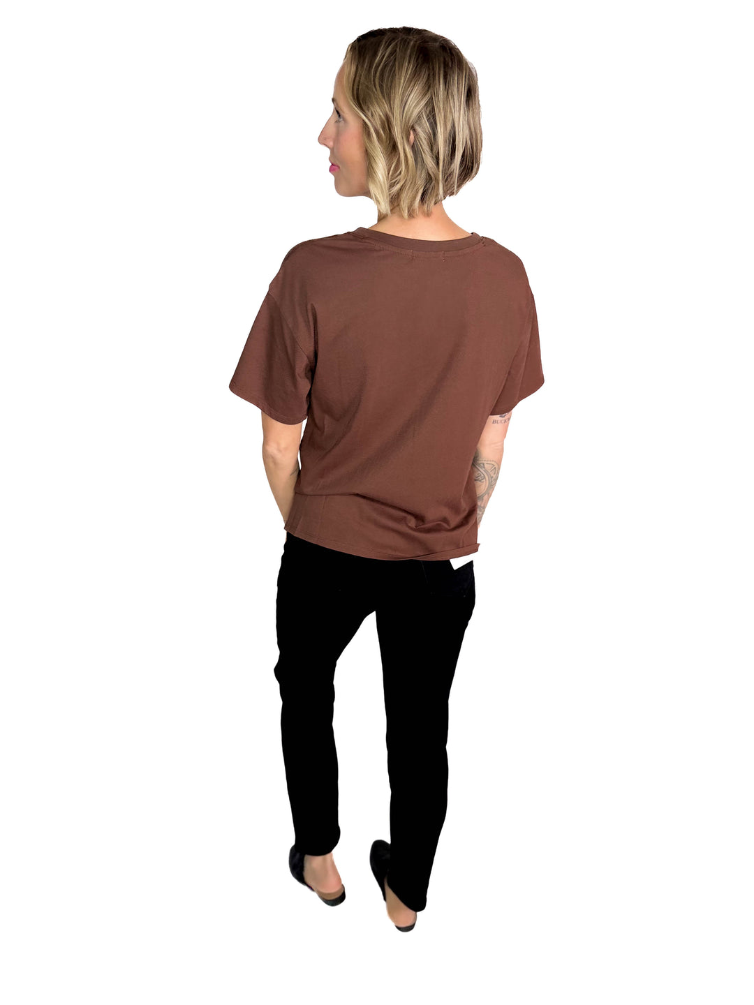 Athena Cotton Jersey Boyfriend T-Shirt- CHOCO