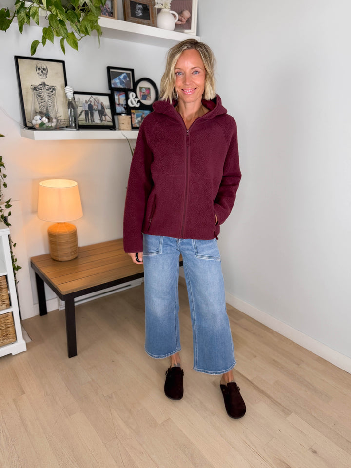 Firelight Soft Full Zip Fleece- WINE