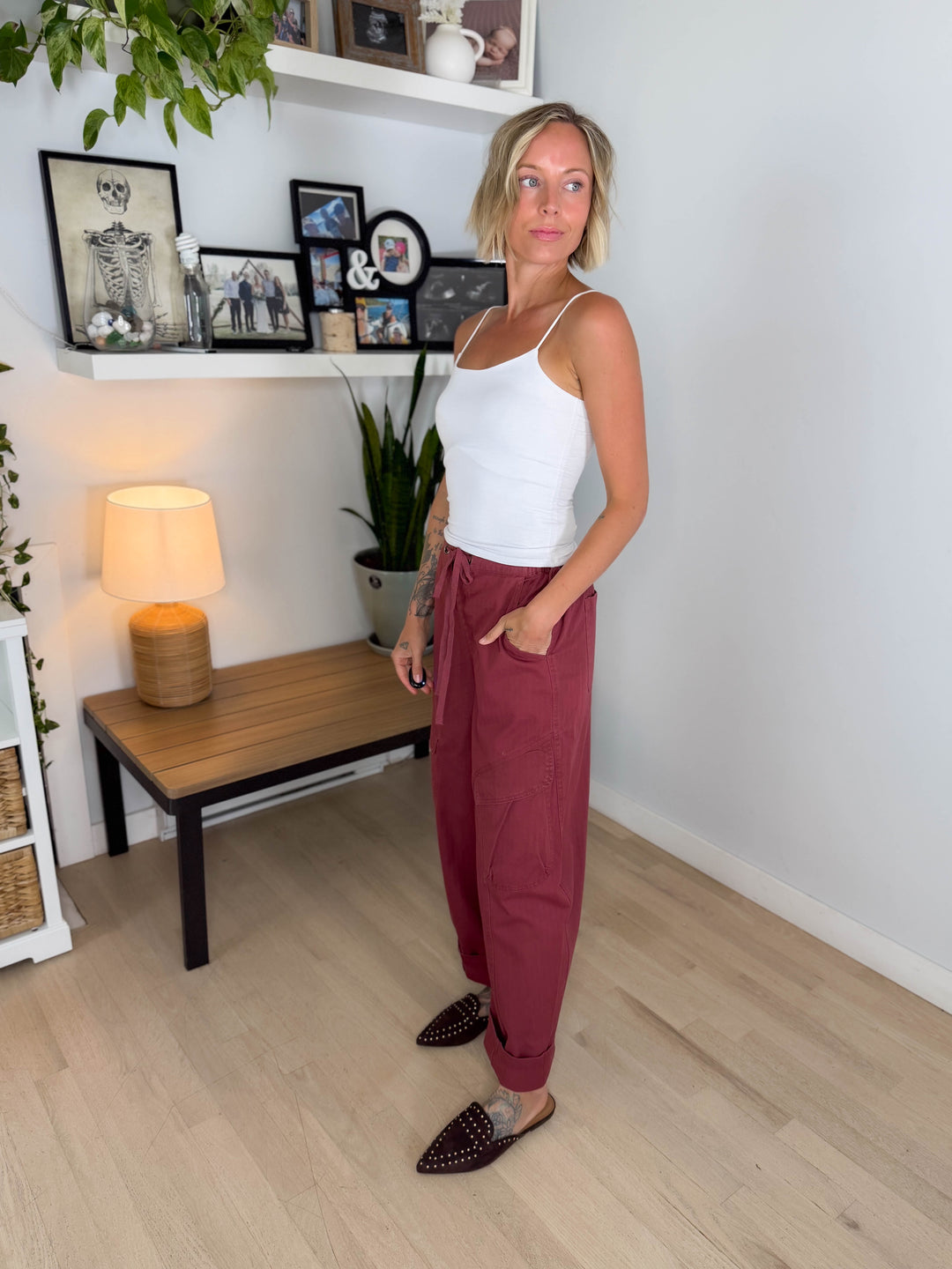 Sutton Drawstring Cargo Pant- TERRACOTTA