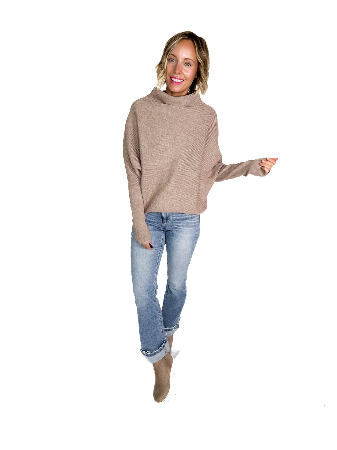 Wrenley Dolman Knit Sweater- LATTE
