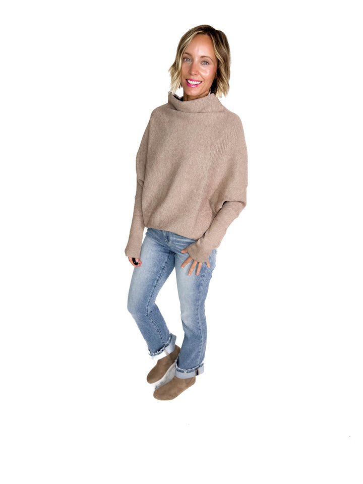 Wrenley Dolman Knit Sweater- LATTE