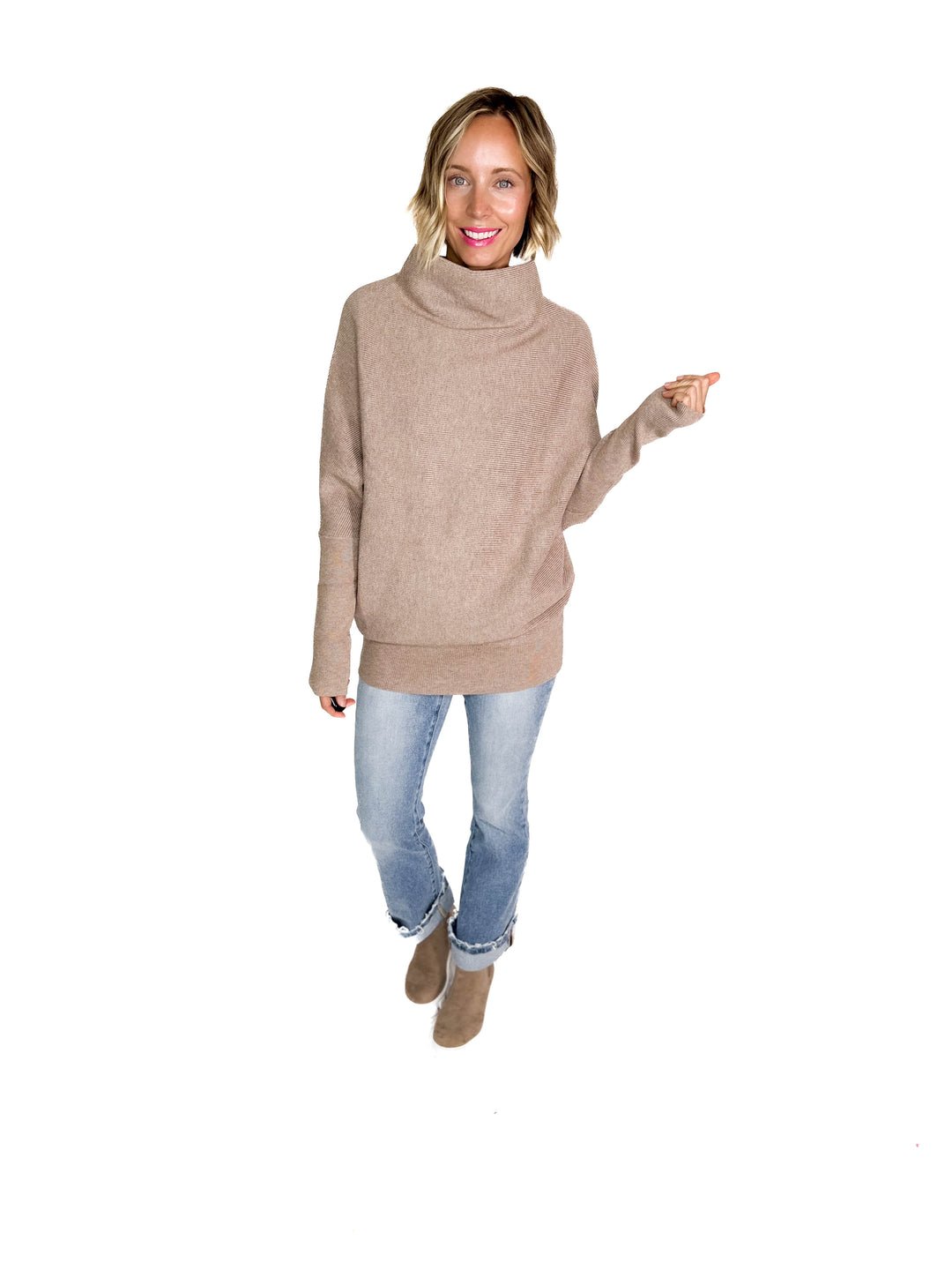 Wrenley Dolman Knit Sweater- LATTE