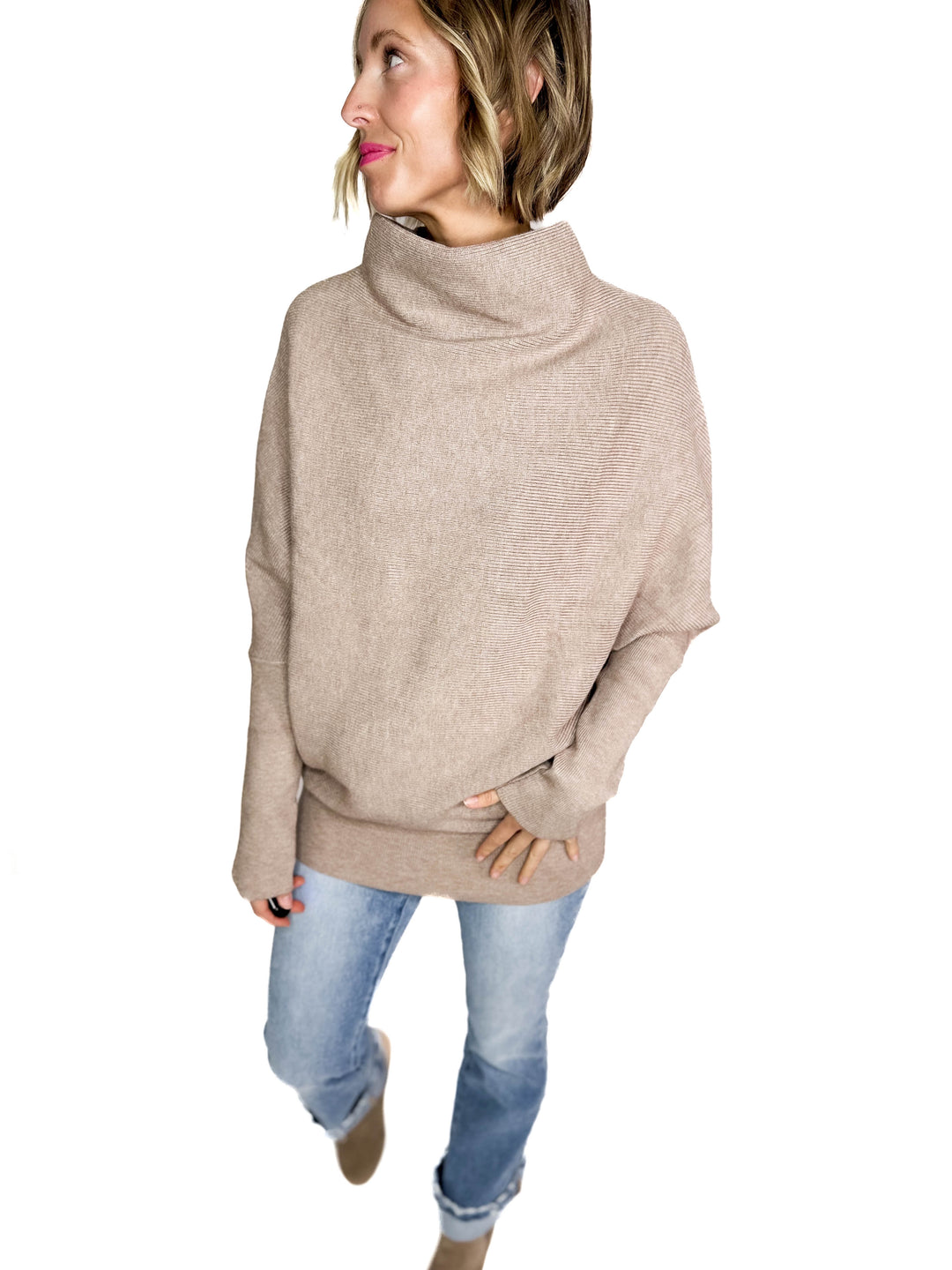 Wrenley Dolman Knit Sweater- LATTE