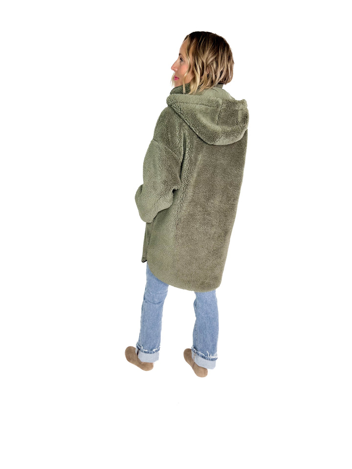 ONLY Sascha Sherpa Jacket- OLIVE GREY
