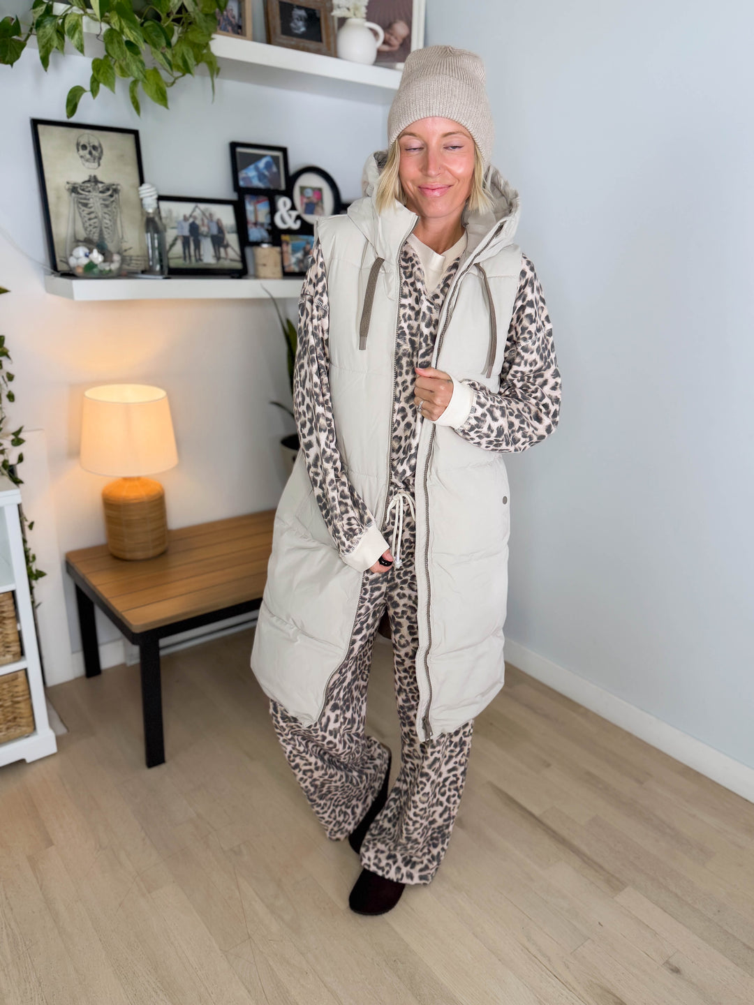 ONLY Blair Long Hooded Puffer Vest- SILVER LINING