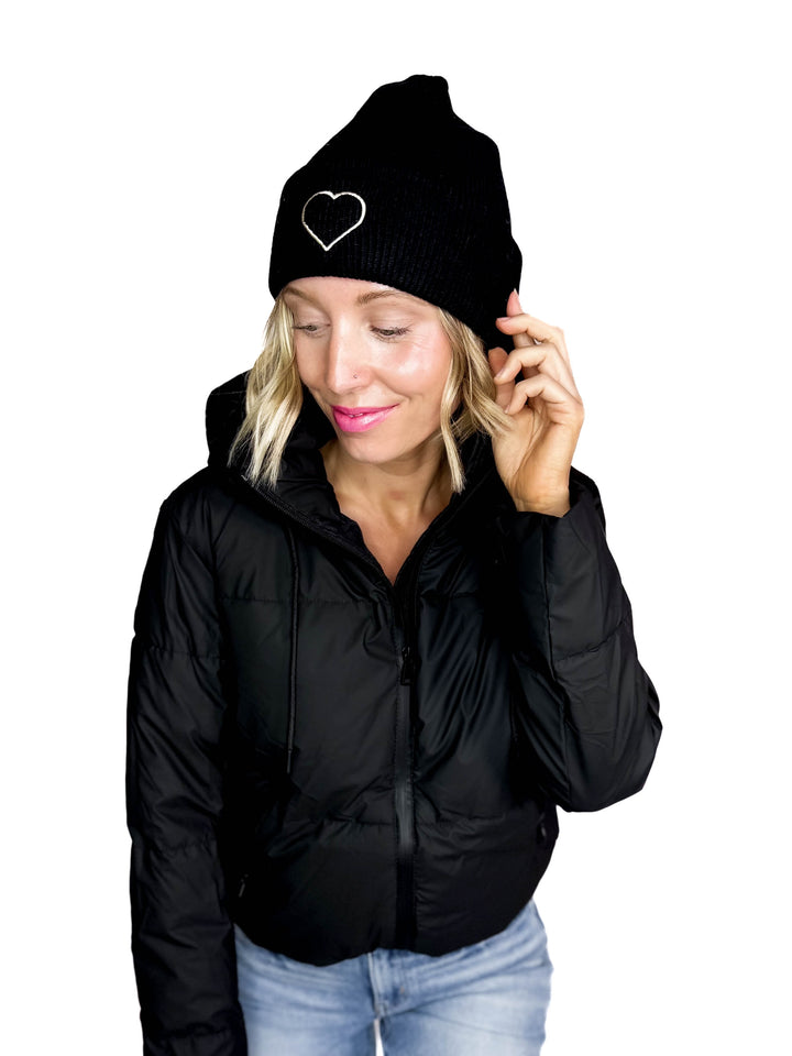 Only Alpha Life Embroidered Knit Beanie- BLACK