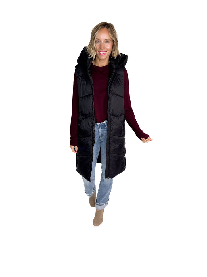 VERO MODA Banff Hooded Vest- BLACK
