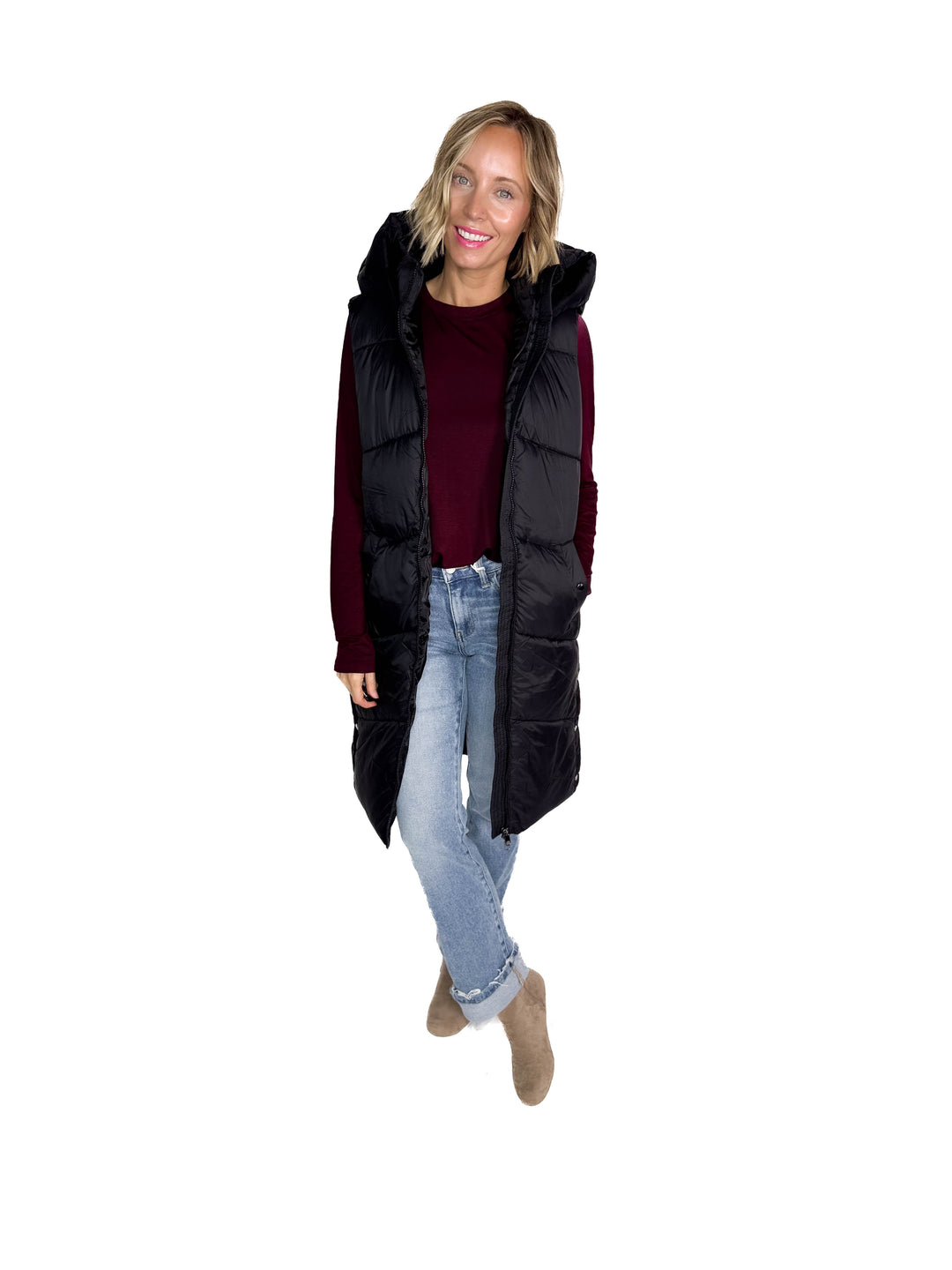 VERO MODA Banff Hooded Vest- BLACK