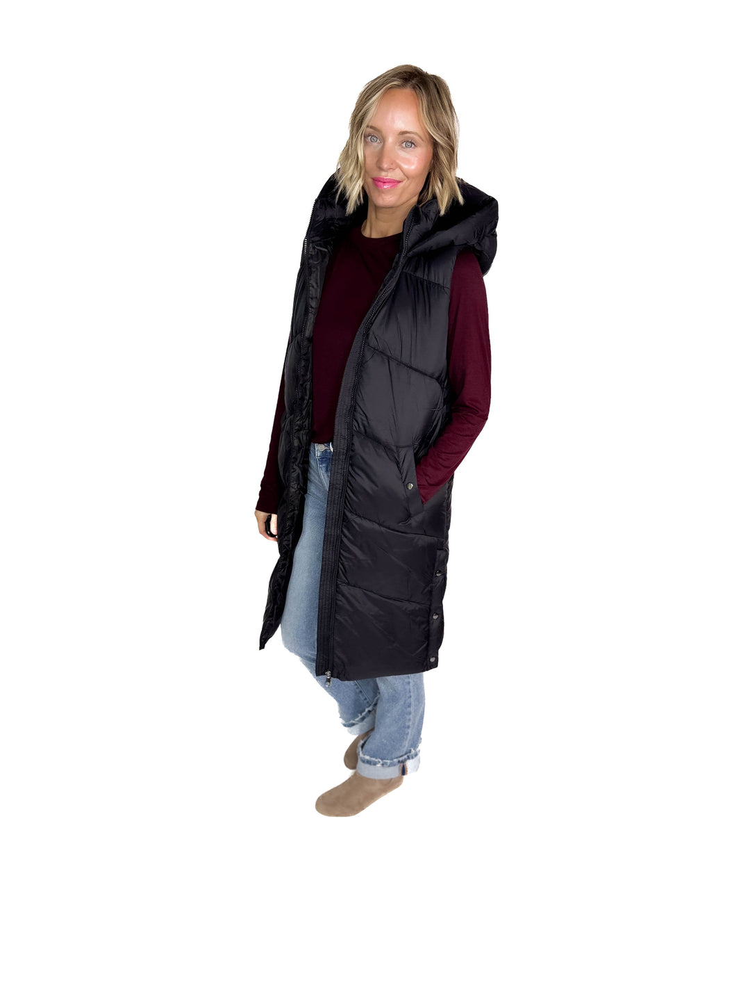 VERO MODA Banff Hooded Vest- BLACK