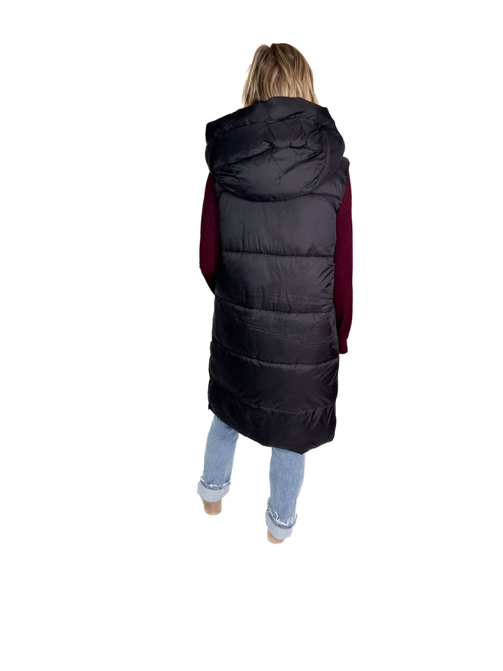 VERO MODA Banff Hooded Vest- BLACK