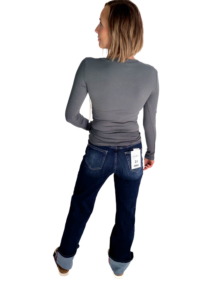 MONO B Linley Ribbed Scoop Neck- URBAN GREY-FINAL SALE