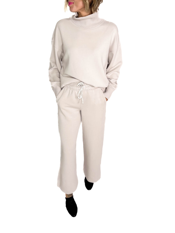 Brea Cropped Wide Leg Pant- MOCHA CREAM