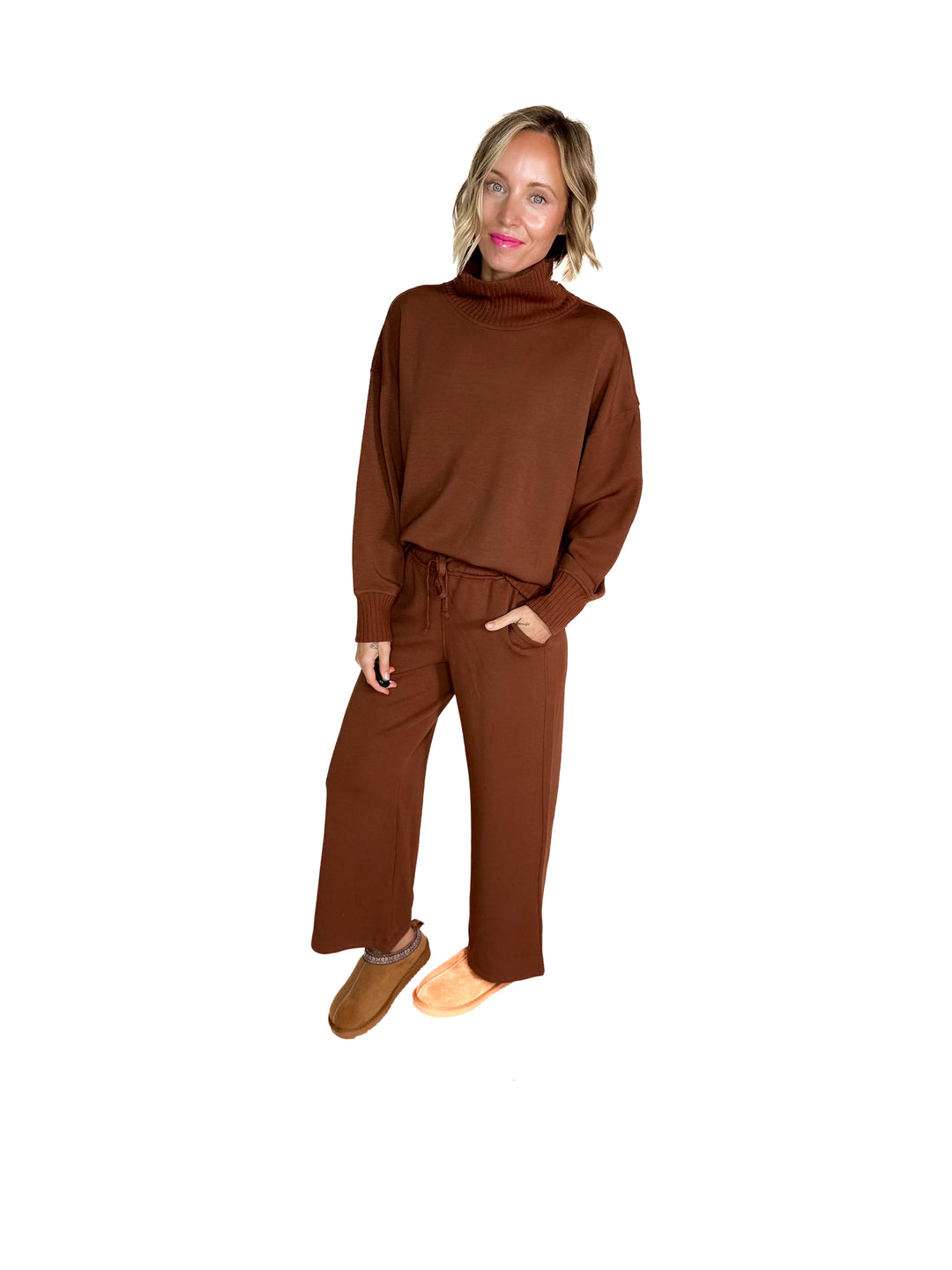 Brea Cropped Wide Leg Pant- CHESTNUT