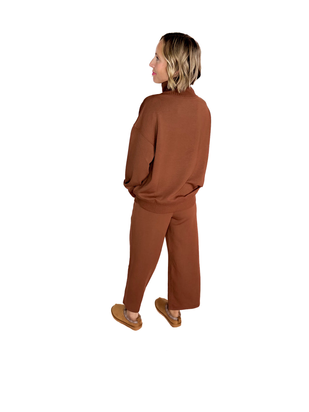 Brea Modal Mock Neck Pullover- CHESTNUT