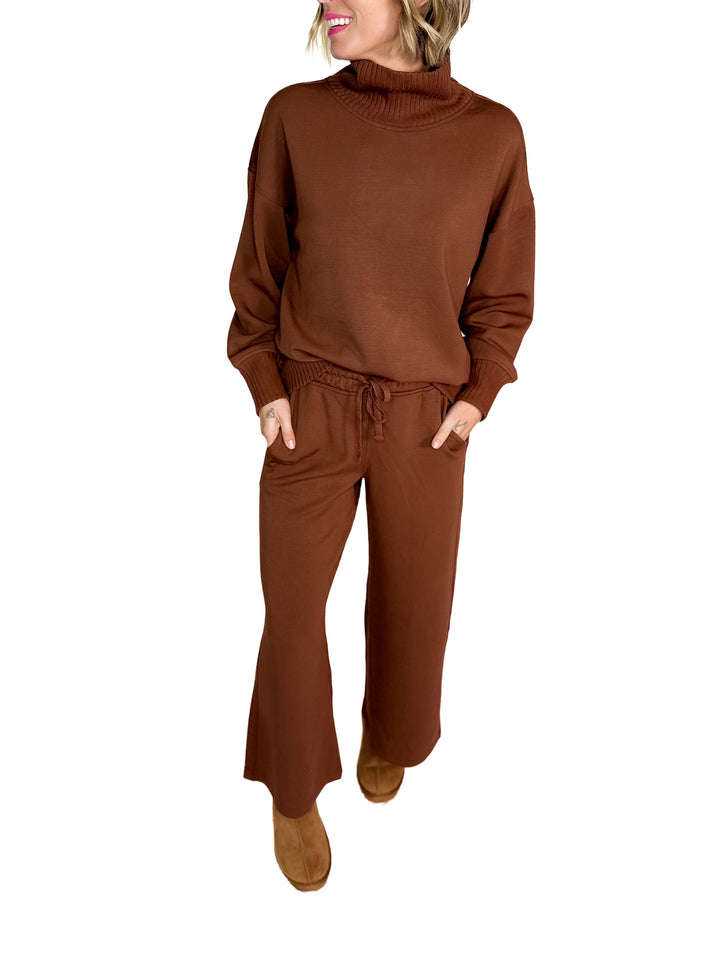 Brea Cropped Wide Leg Pant- CHESTNUT