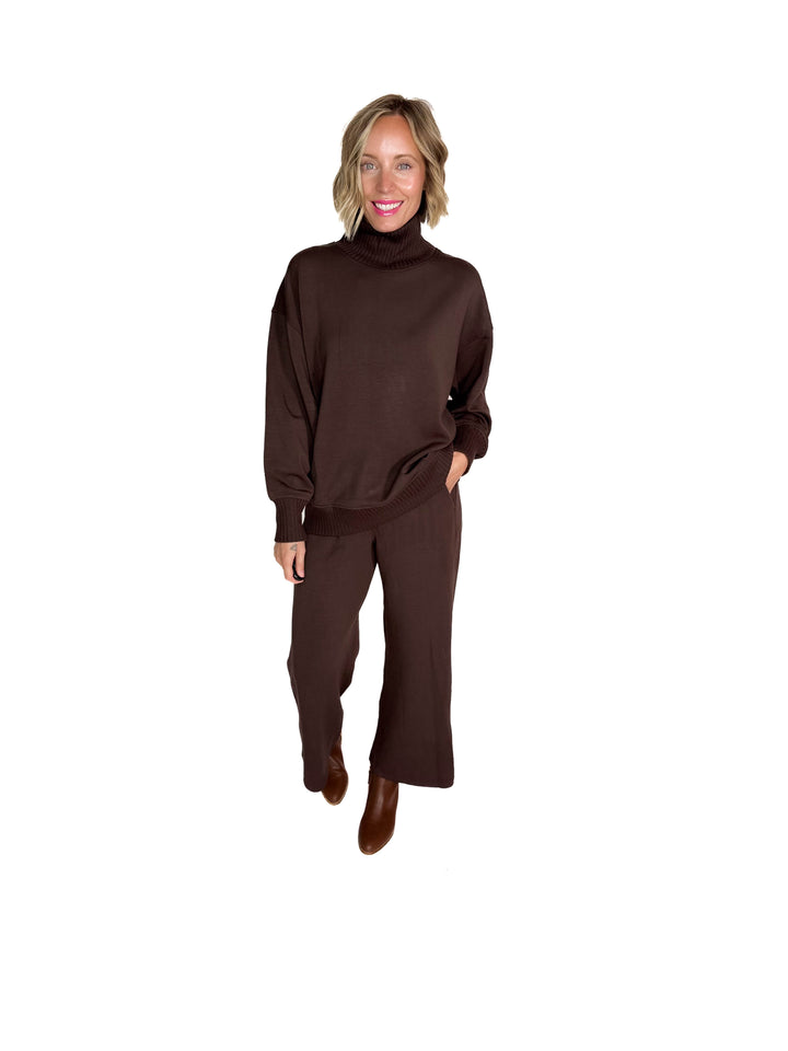 Brea Modal Mock Neck Pullover- ESPRESSO