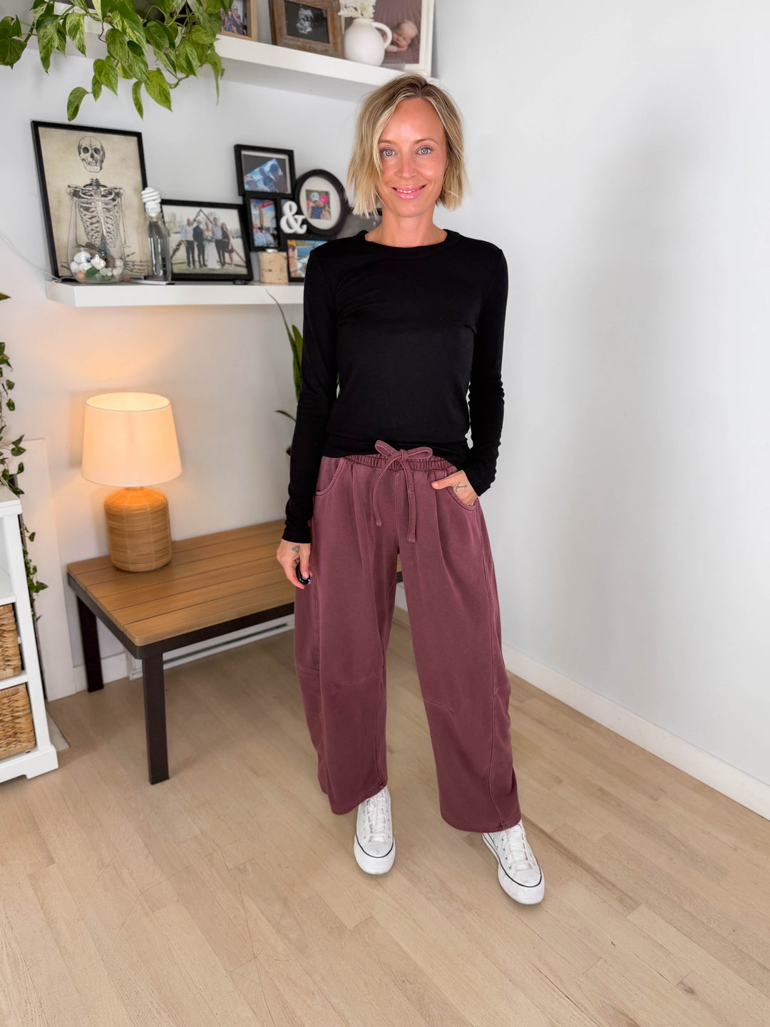Tansy Basic Crewneck Longsleeve Knit Top- BLACK