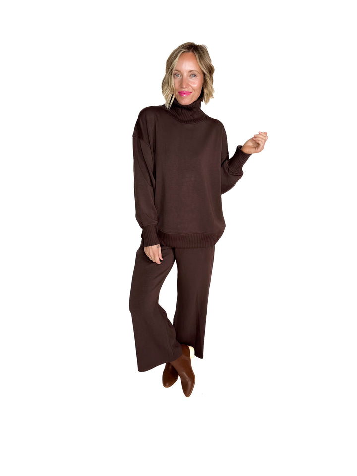 Brea Cropped Wide Leg Pant- ESPRESSO