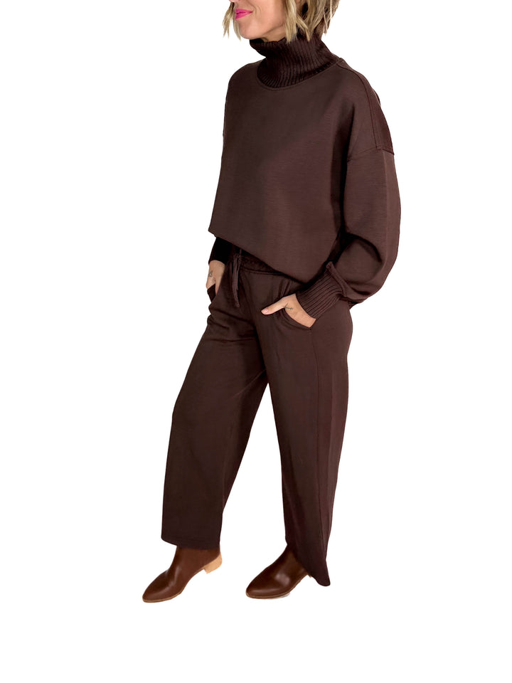 Brea Cropped Wide Leg Pant- ESPRESSO