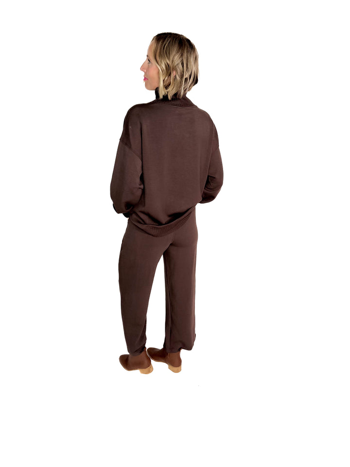 Brea Modal Mock Neck Pullover- ESPRESSO