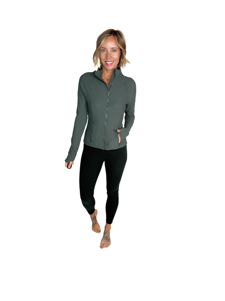 Aero Stretch Ribbed Jacket- DARK FOREST